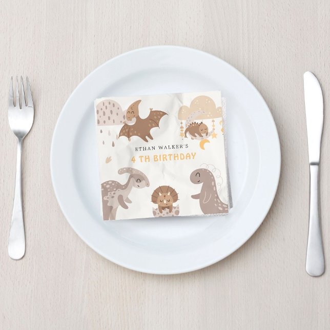 Serviette En Papier Boho Dinosaur Fête Animaux Anniversaires de enfant (Créateur téléchargé)