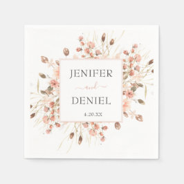 Serviette En Papier Boho Dried Watercolor Floral Wedding