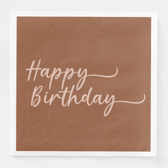 Serviette En Papier Boho Été Brown Terracotta Branché Joyeux Anniversa (Devant)