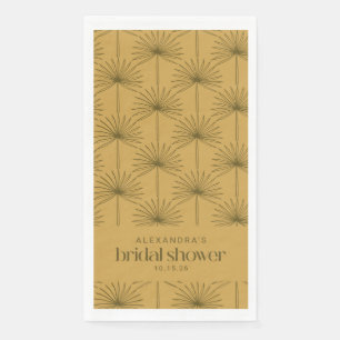 Serviette En Papier Boho Éventail Feuille de Palmier Botanique Moutard