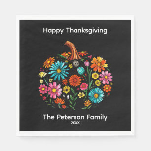 Serviette En Papier Boho Fall Floral Citrouille Thanksgiving