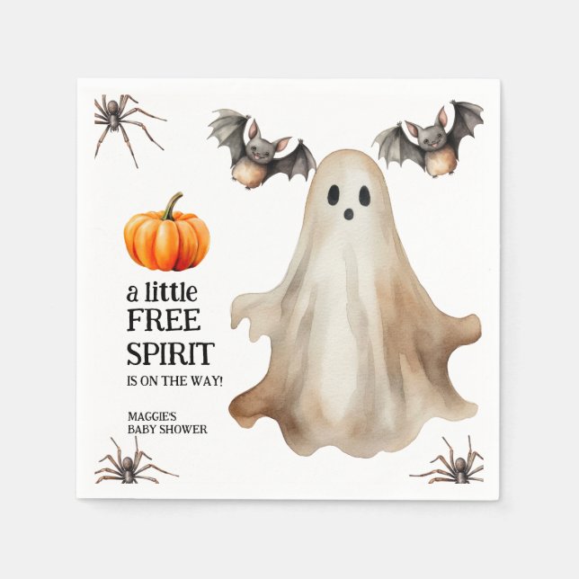 Serviette En Papier Boho Fall Ghost Wildflower Halloween Baby Shower (Devant)