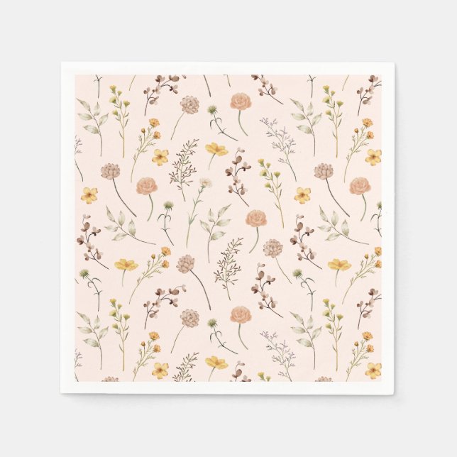 Serviette En Papier Boho Fleur sauvage aquarelle (Devant)