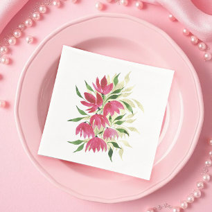 Serviette En Papier Boho Fleur sauvage Artistique Aquarelle