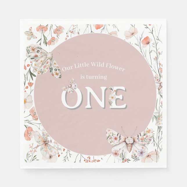 Serviette En Papier Boho Fleur sauvage Floral Baby Anniversaire (Devant)