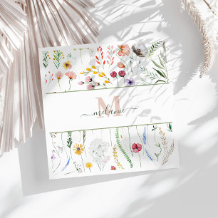 Serviette En Papier Boho Fleurs sauvages Nom personnalisé Monogramme