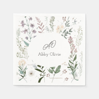 Serviette En Papier Boho floral aquarelle simple