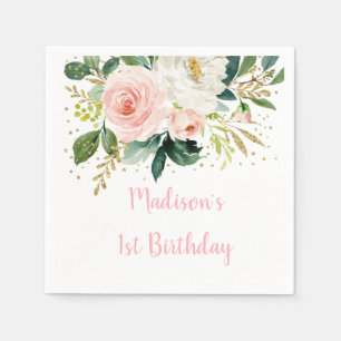 Serviette En Papier Boho Floral Blush Gold Anniversaire