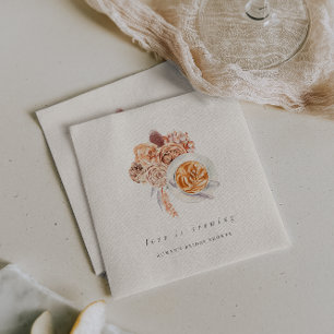 Serviette En Papier Boho Floral Café "L'amour brasse" Fête des mariées