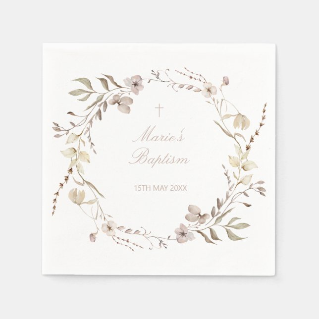 Serviette En Papier Boho floral flowers  editable napkins (Devant)