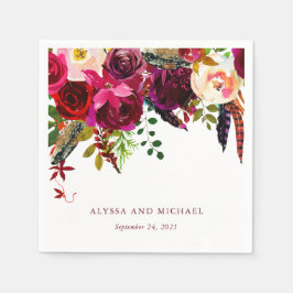 Serviette En Papier Boho Floral | Mariage