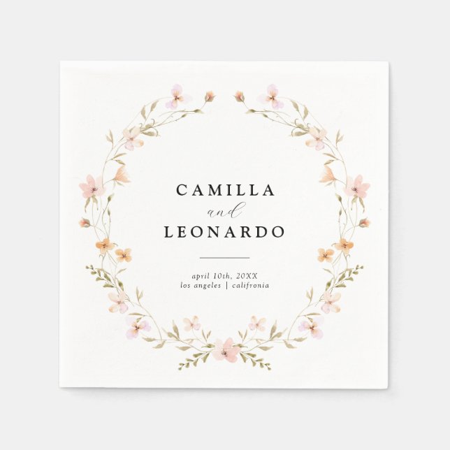 Serviette En Papier Boho Floral Mariage (Devant)