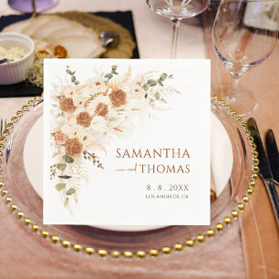 Serviette En Papier Boho Floral Mariage   Terracotta Calla Lily
