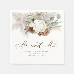 Serviette En Papier Boho Floral Pampas Grass Mariage Napkins
