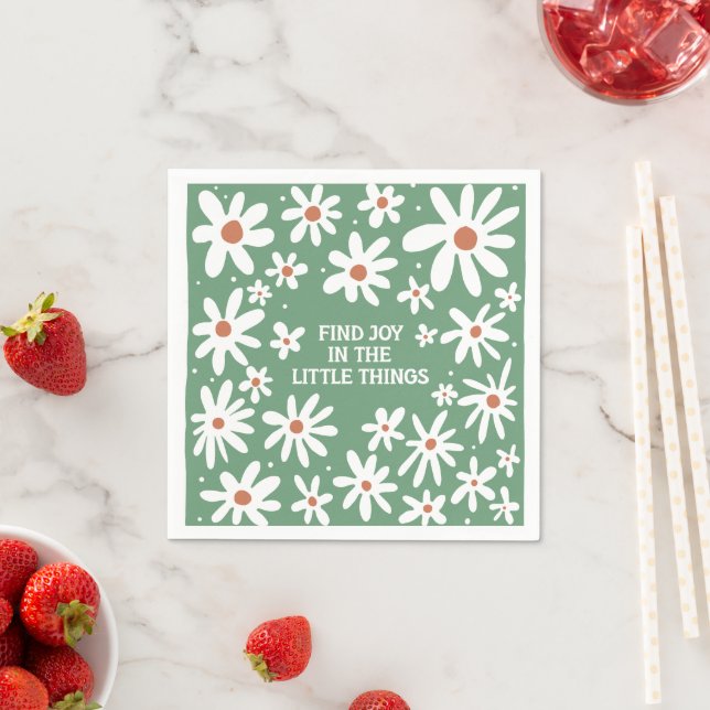 Serviette En Papier Boho Floral Quotes  (En situation)