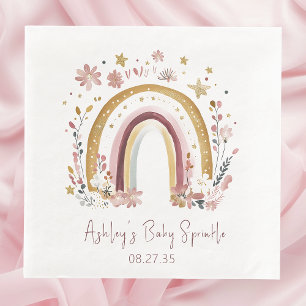 Serviette En Papier Boho Floral Rainbow Baby Sprinkle