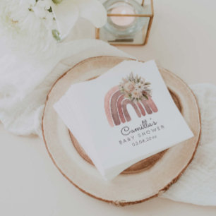 Serviette En Papier Boho Floral Rainbow Girl Baby shower