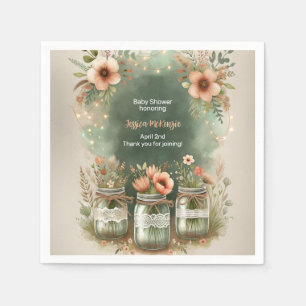 Serviette En Papier Boho Floral Rustique Floral Mason Jar Baby shower
