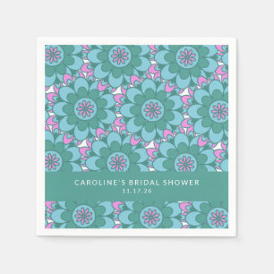 Serviette En Papier Boho Flower Super Fête des mariées verte personnal