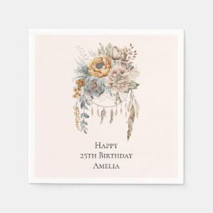 Serviette En Papier Boho Flowers and Dreamcatcher - Anniversaire