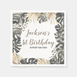 Serviette En Papier Boho Green Sage Wild One Birday Paper Napkin