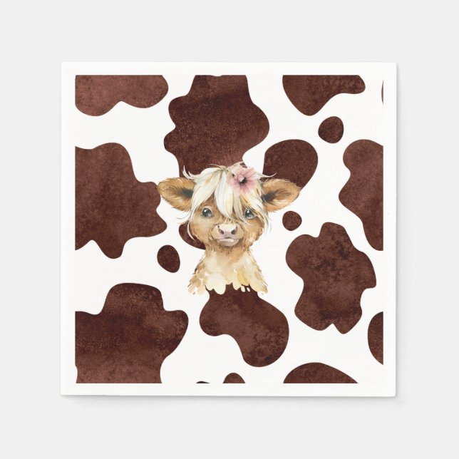 Serviette En Papier Boho Highland Vache imprimé Naples (Devant)