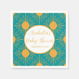 Serviette En Papier Boho Little Ray of Sun Baby shower Turquoise
