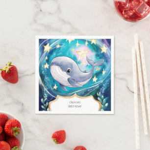 Serviette En Papier Boho Magic Blue Whale Anniversaire