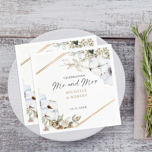 Serviette En Papier Boho Mariage Célébration de M. & Mme Custom Floral (Créateur téléchargé)