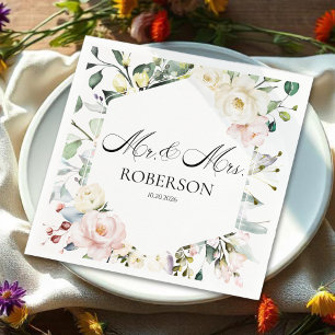 Serviette En Papier Boho Mariage de cadre fleuri