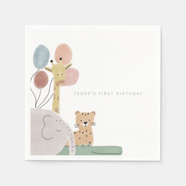 Serviette En Papier Boho mignon animal fête d'anniversaire serviette (Devant)