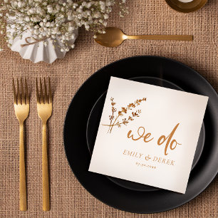 Serviette En Papier Boho Minimaliste Orange Floral Mariage