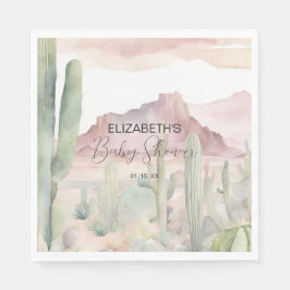 Serviette En Papier Boho Modern Desert Nature Baby shower de Cactus
