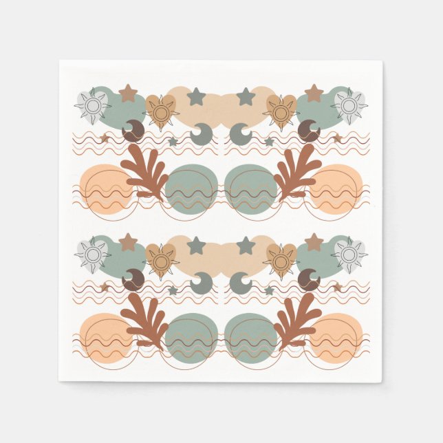 Serviette En Papier Boho modern geometric wallpaper (Devant)