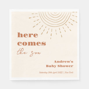 Serviette En Papier Boho Moderne Ici Vient Le Baby shower Fils