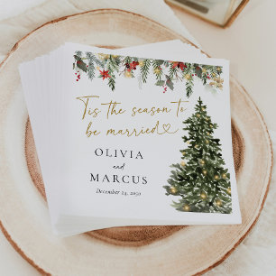 Serviette En Papier Boho Noël Pine Tree Lumières Mariage d'hiver