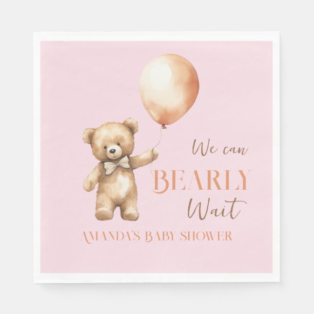 Serviette En Papier Boho Nous Pouvons Beary Attendre Pink Bear Girl Ba (Devant)