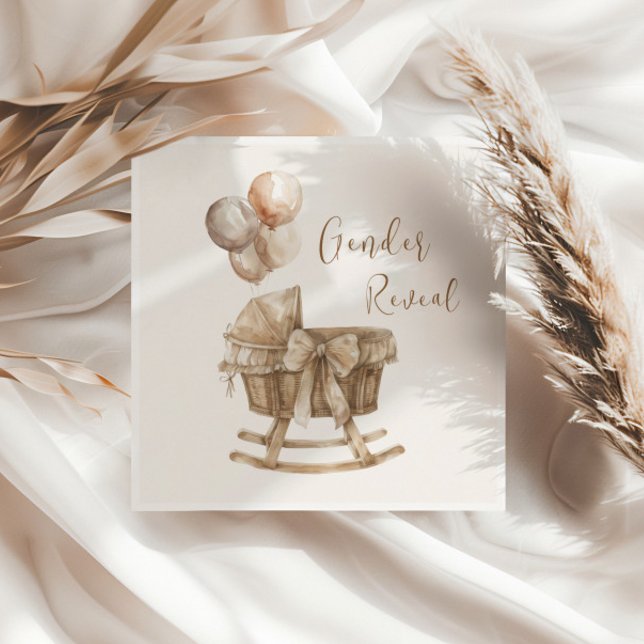 Serviette En Papier Boho Nursery Beige Balloons Révélation de genre (Créateur téléchargé)