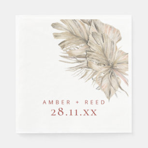 Serviette En Papier Boho Palm Folithe Terracotta Rust Arc Moderne