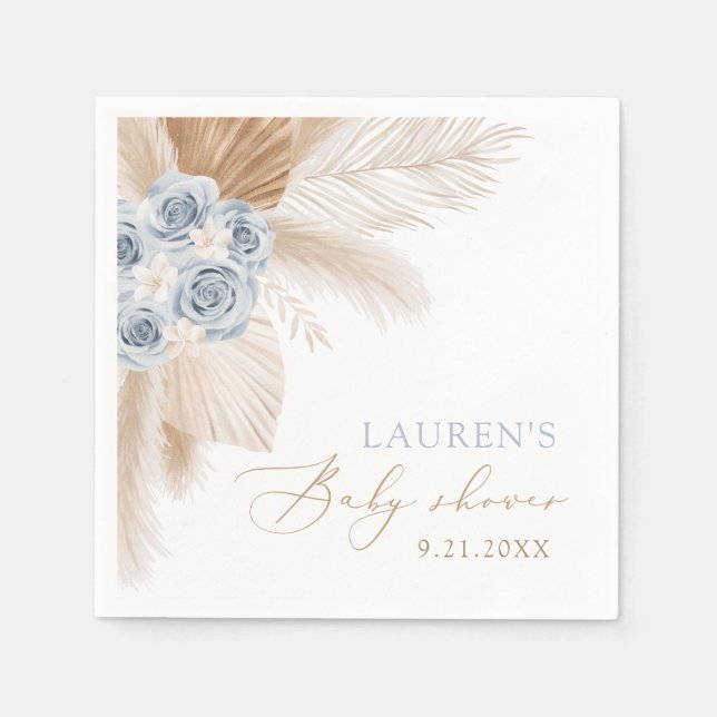 Serviette En Papier Boho Pampas Grass Baby shower garçon serviettes (Devant)