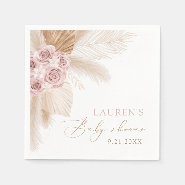 Serviette En Papier Boho Pampas Grass Girl Baby shower (Devant)