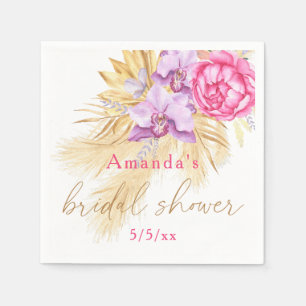 Serviette En Papier Boho pampas herbe - Douche nuptiale