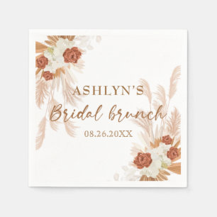 Serviette En Papier Boho Pampas Herbe Élégante Bridal Brunch Terraco