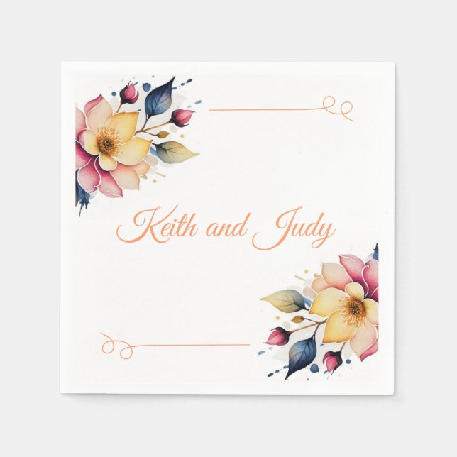 Serviette En Papier Boho Peachy Floral (Devant)