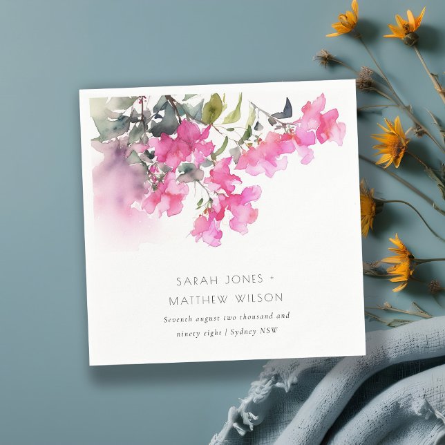 Serviette En Papier Boho Pink Green Bougainvillea Mariage (Créateur téléchargé)