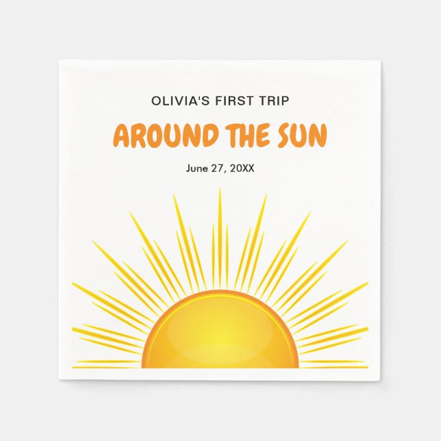 Serviette En Papier Boho Premier voyage autour du soleil 1er anniversa (Devant)