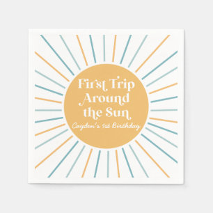 Serviette En Papier Boho Premier voyage autour du soleil 1er anniversa