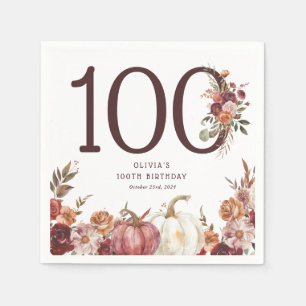 Serviette En Papier Boho Pumpkin Automne Fleurir 100e Anniversaire