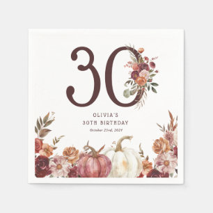 Serviette En Papier Boho Pumpkin Automne Fleurir 30e Anniversaire