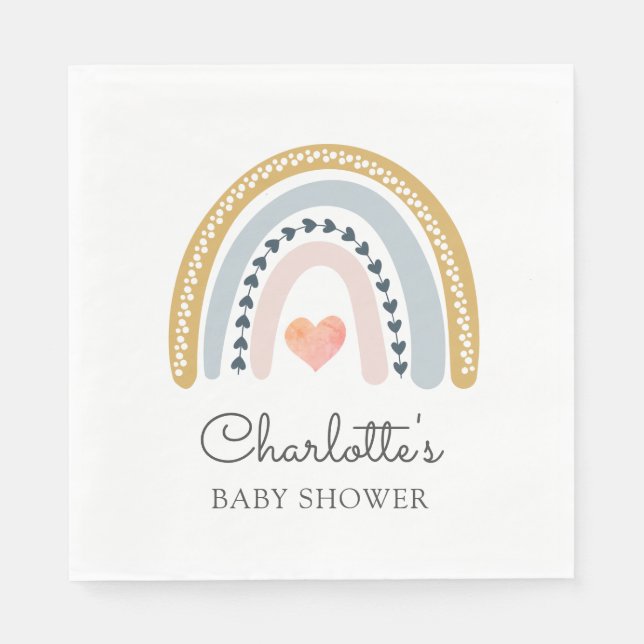 Serviette En Papier Boho Rainbow Baby shower classique papier (Devant)